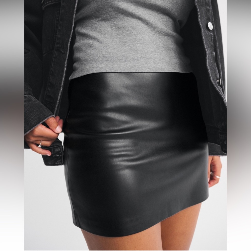 Abercrombie & Fitch Black Vegan Leather Mini Skirt